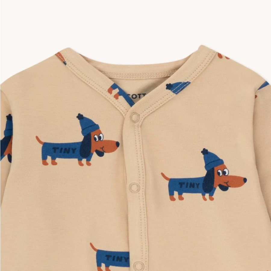Tinycottons Rampers Dogs One-Piece Taupe Indigo - obrazek 3