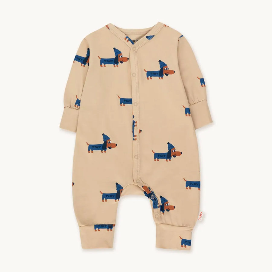 Tinycottons Rampers Dogs One-Piece Taupe Indigo