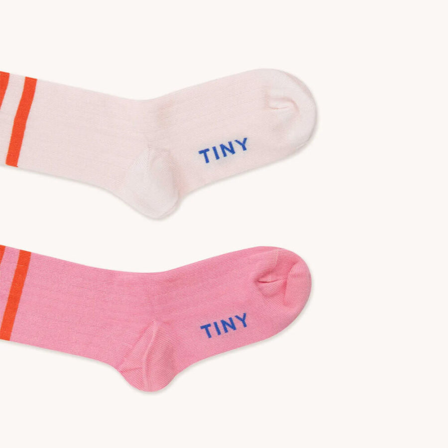 Tinycottons Skarpetki W Paski Medium Stripes 2 Pak Soft Pink Powder Pink - obrazek 2