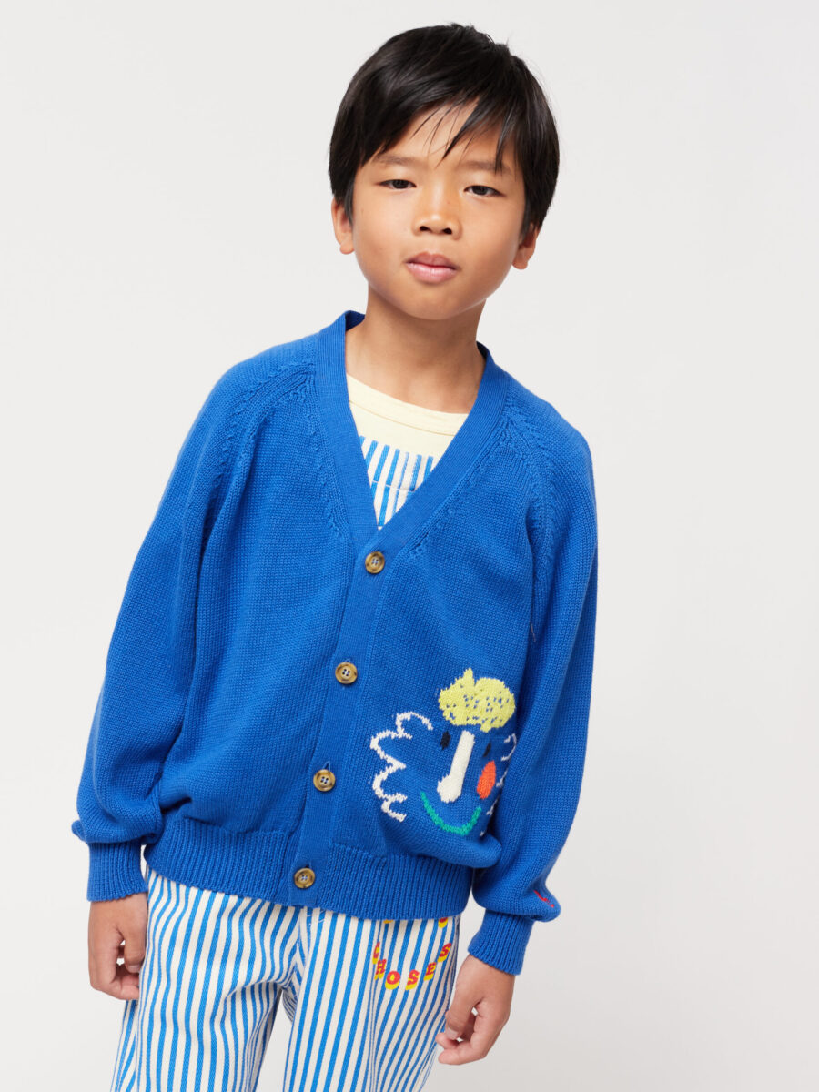 Bobo Choses Kardigan Happy Mask Blue - obrazek 7