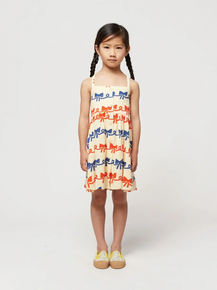 Bobo Choses Sukienka Ribbon Bow All Over Light Yellow - obrazek 5