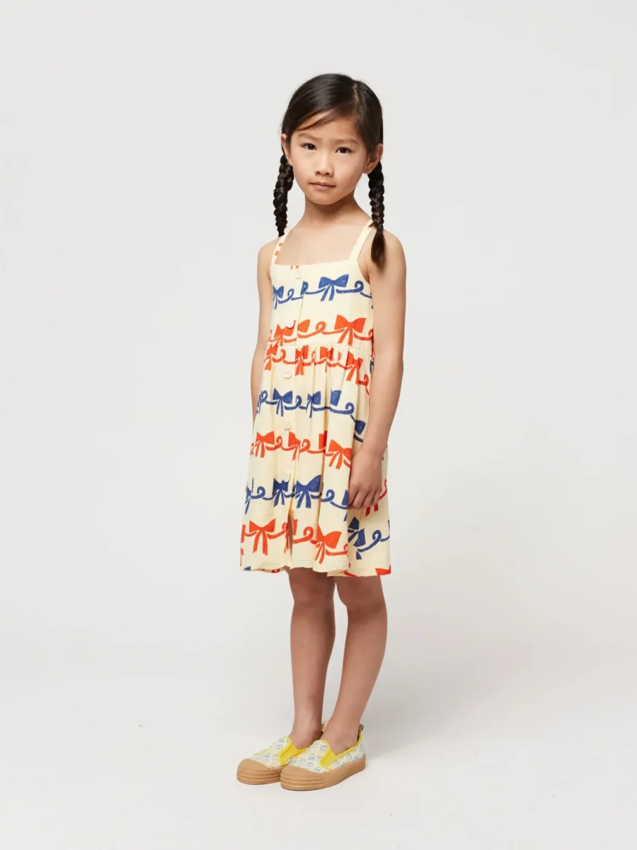 Bobo Choses Sukienka Ribbon Bow All Over Light Yellow - obrazek 4