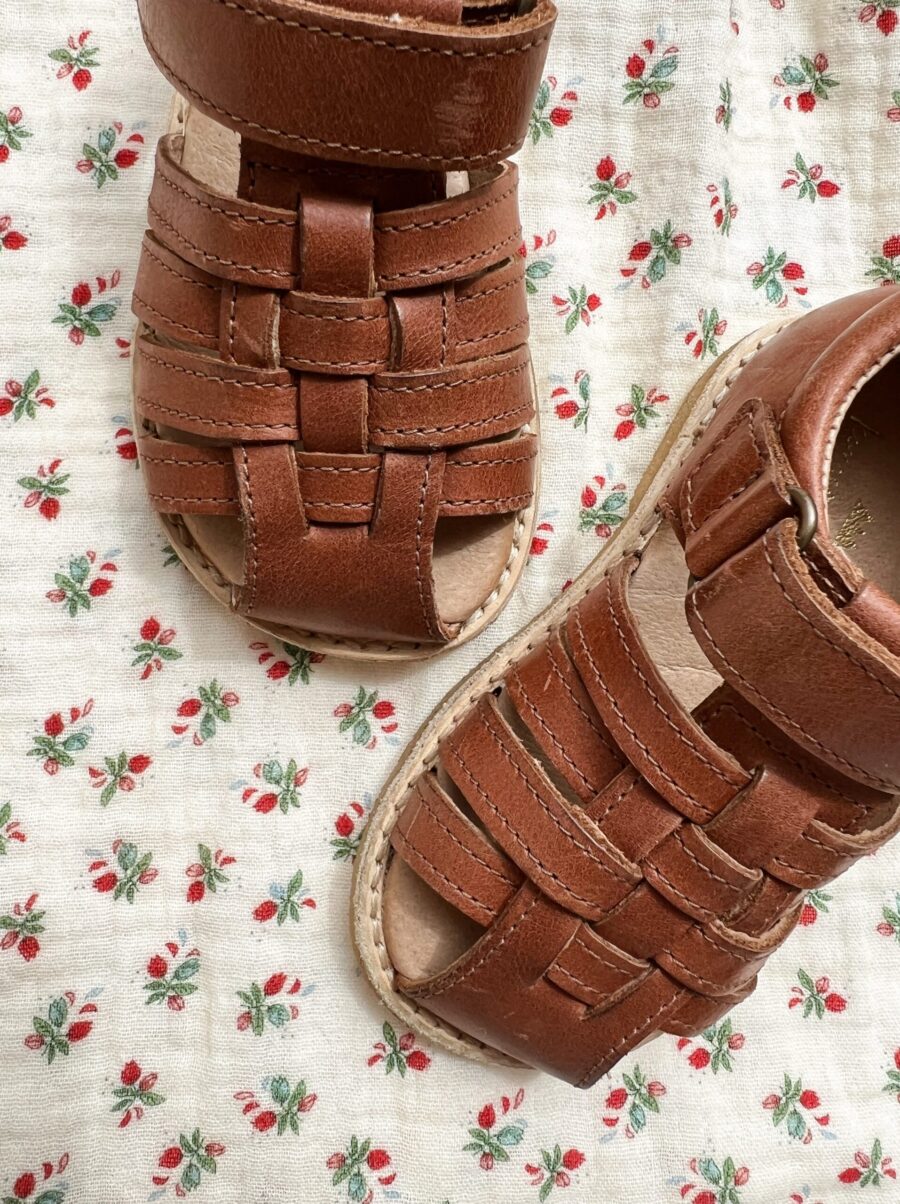 Konges Slojd Sandały Skórzane Lapinou Strap Cognac - obrazek 2