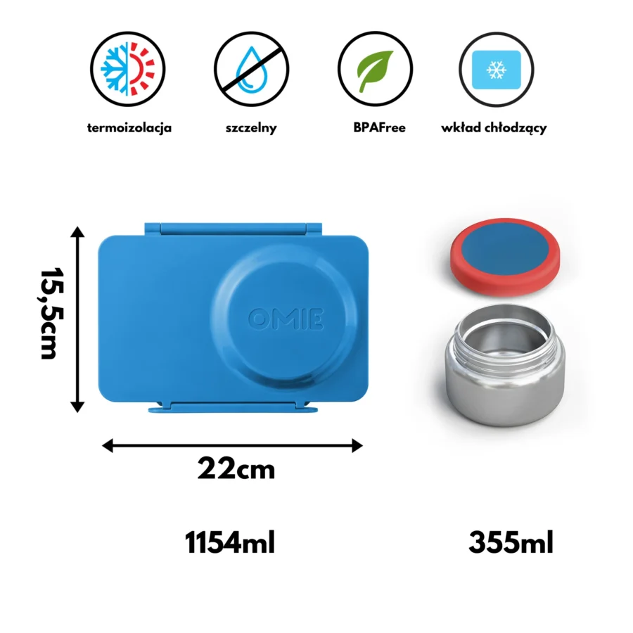 Omie Lunch Box Z Termosem Omiebox Up Blue - obrazek 5