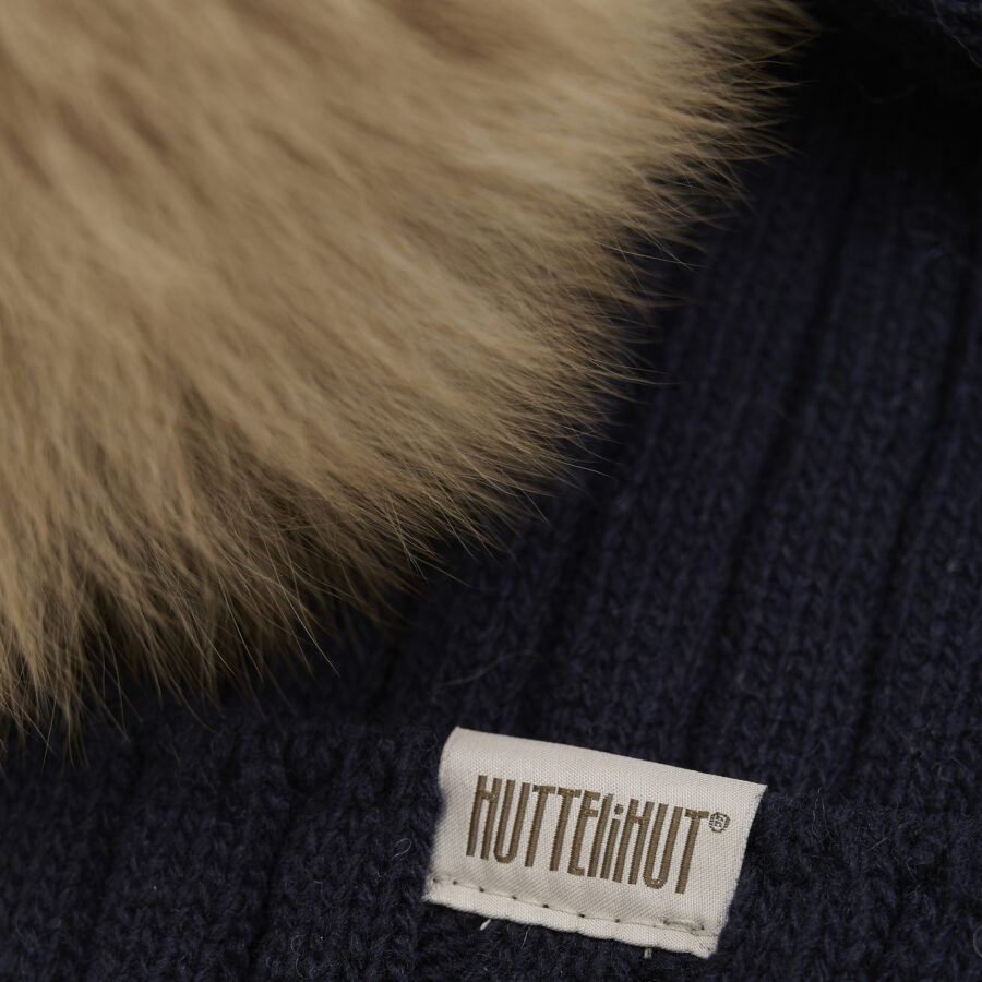 Huttelihut Czapka Z Pomponem Alpaka PomPom Dark Brown Melange - obrazek 4