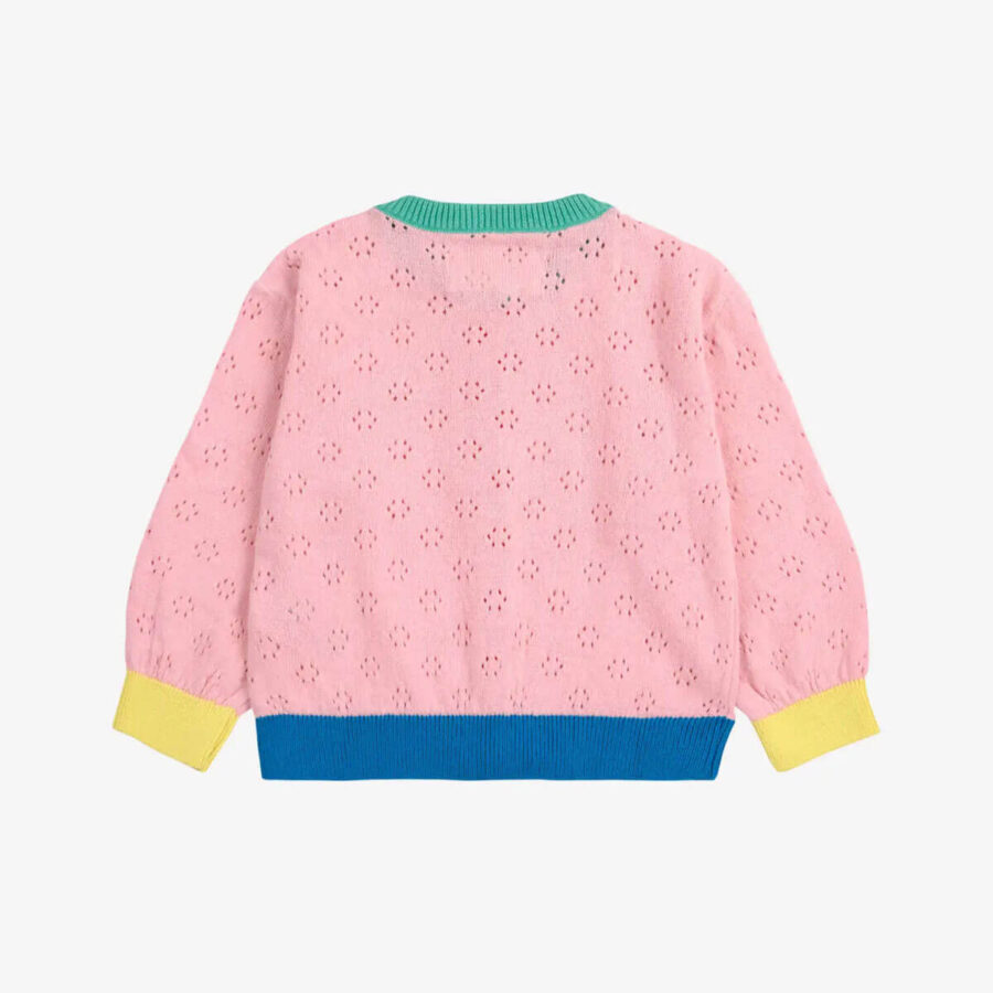 Bobo Choses Kardigan Baby Color Block Open Work Light Pink