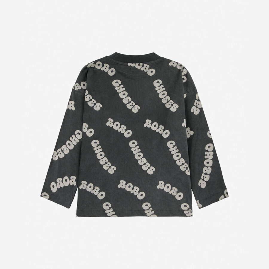 Bobo Choses Longsleeve Wavy Bobo All Over  Dark Grey - obrazek 2