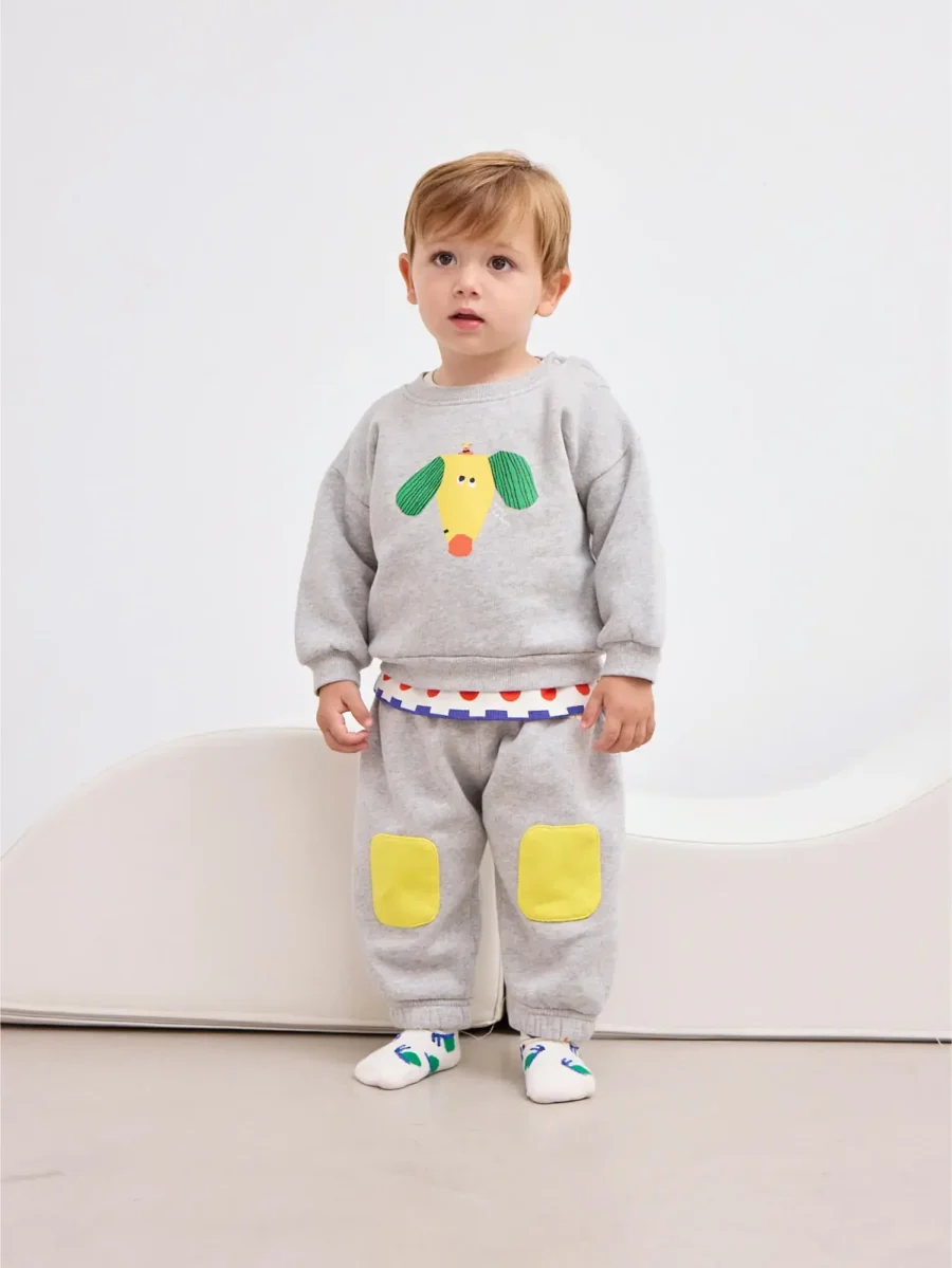 Bobo Choses Spodnie Dresowe Baby Knee Patches Heather Grey - obrazek 3