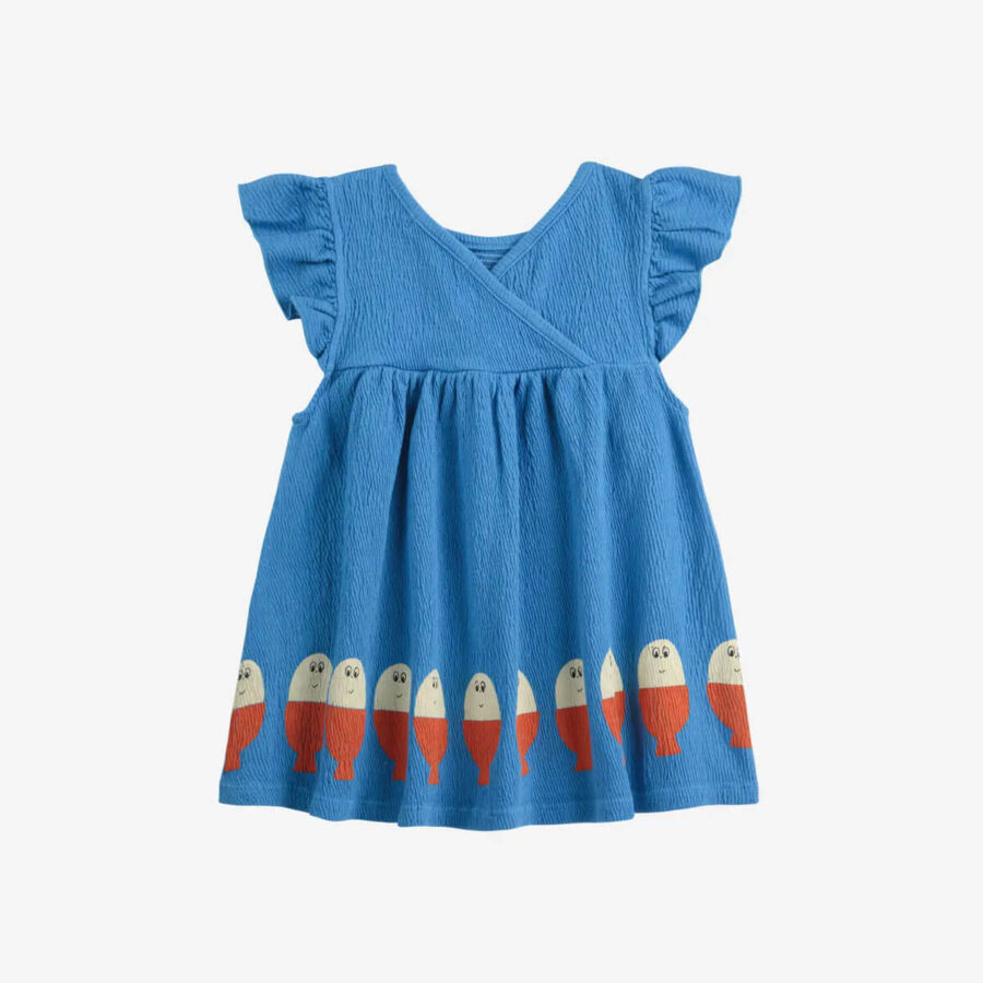 Bobo Choses Sukienka Morning Egg Ruffle Blue