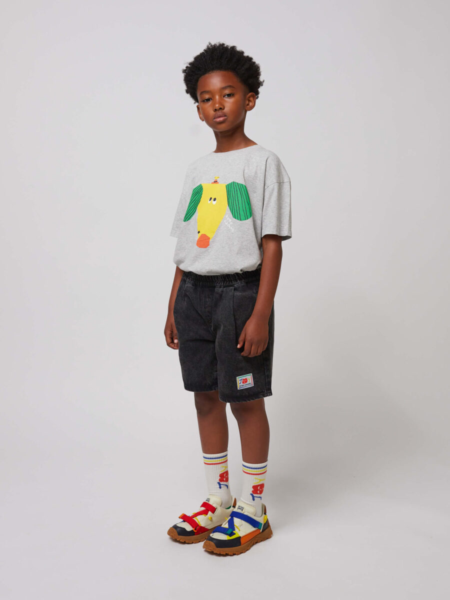Bobo Choses Krótkie Spodenki Smiling Black Denim Dark Grey - obrazek 3