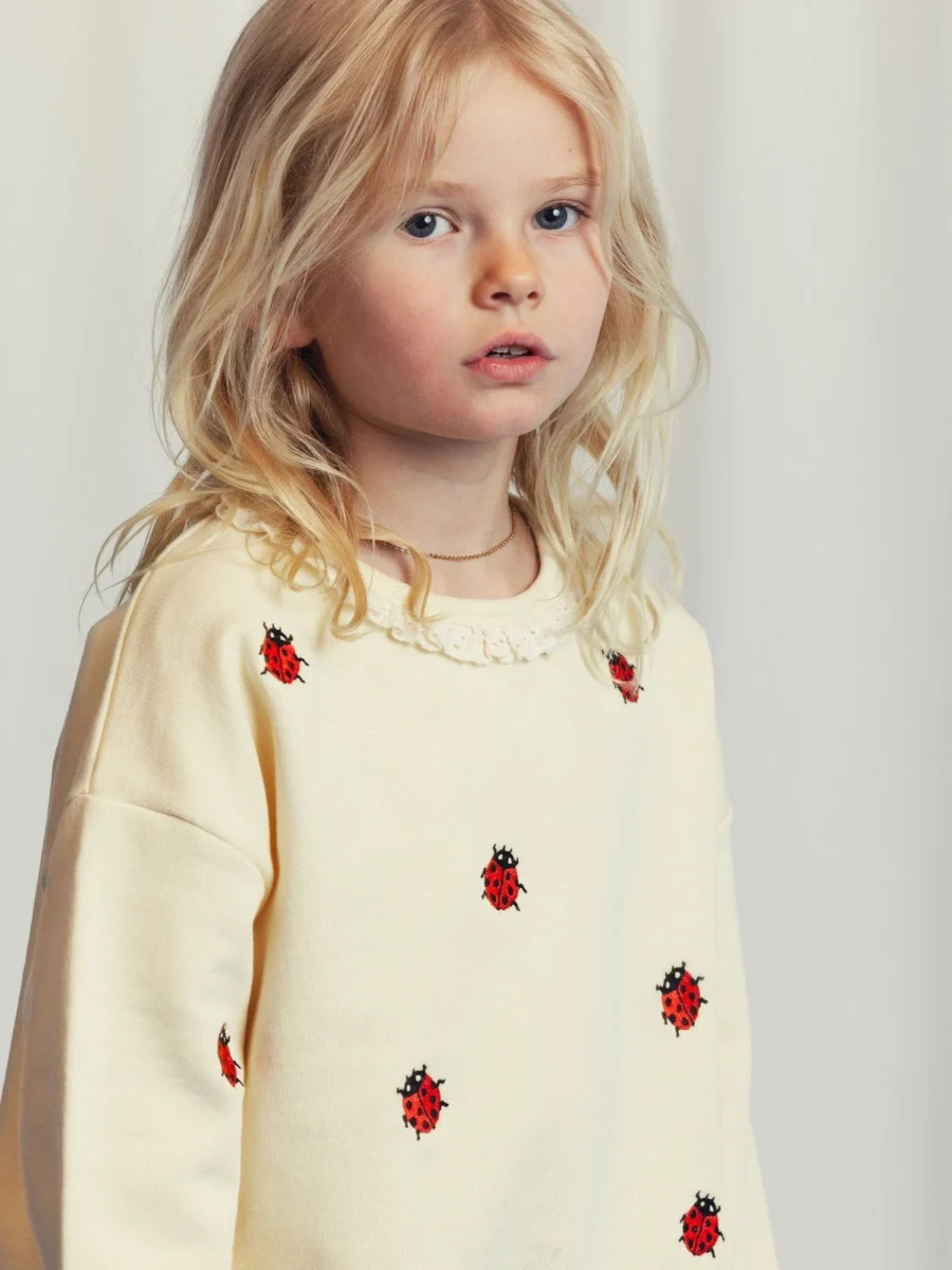 Mini Rodini Bluza Ladybug Lace Off White - obrazek 3