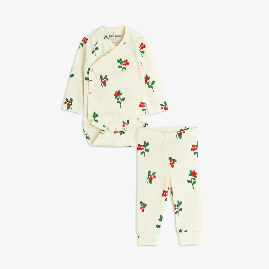 Mini Rodini Zestaw Dla Niemowlaka Body I Legginsy Lingonberries Off White