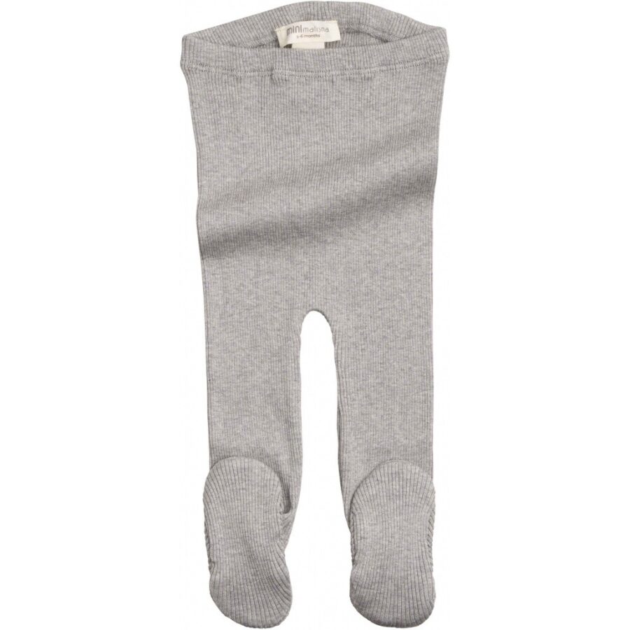 Minimalisma Półśpiochy/Legginsy Niemowlęce Ze Stópkami Bamse Grey Melange