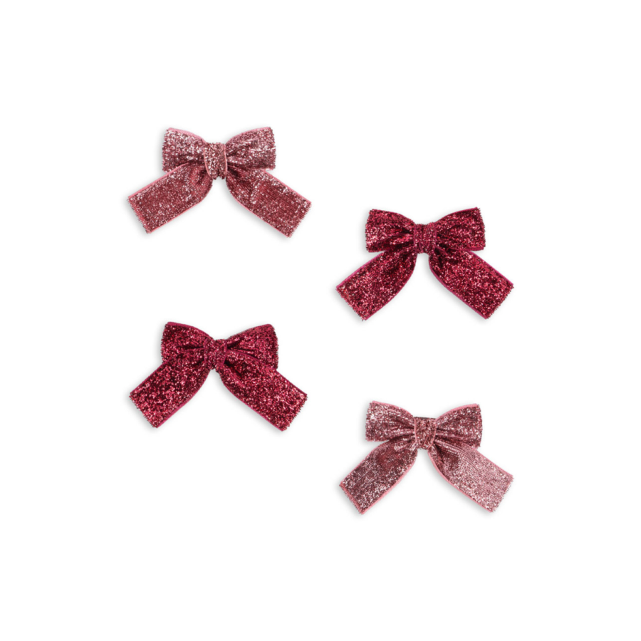 Konges Slojd 4-Pak Spinek Do Włosów Glitter Bow Pink Mix - obrazek 2