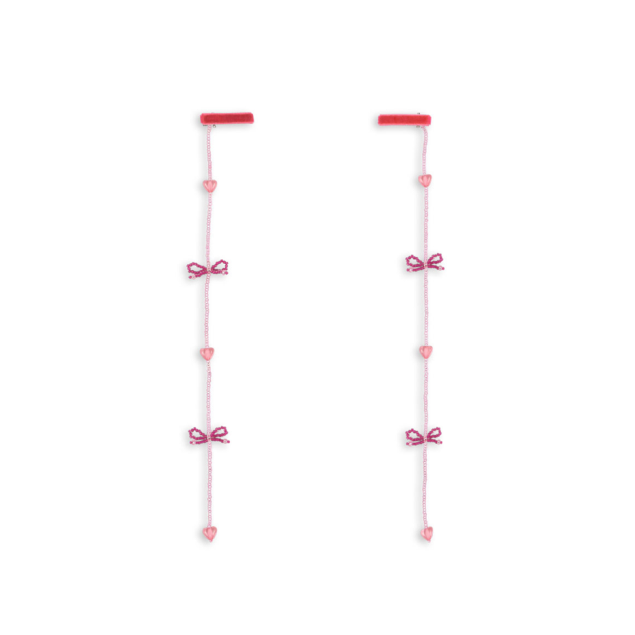Konges Slojd Klipsy Do Włosów Pearly Tassels 2-Pak Pink Bow - obrazek 2