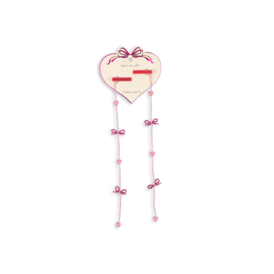 Konges Slojd Klipsy Do Włosów Pearly Tassels 2-Pak Pink Bow