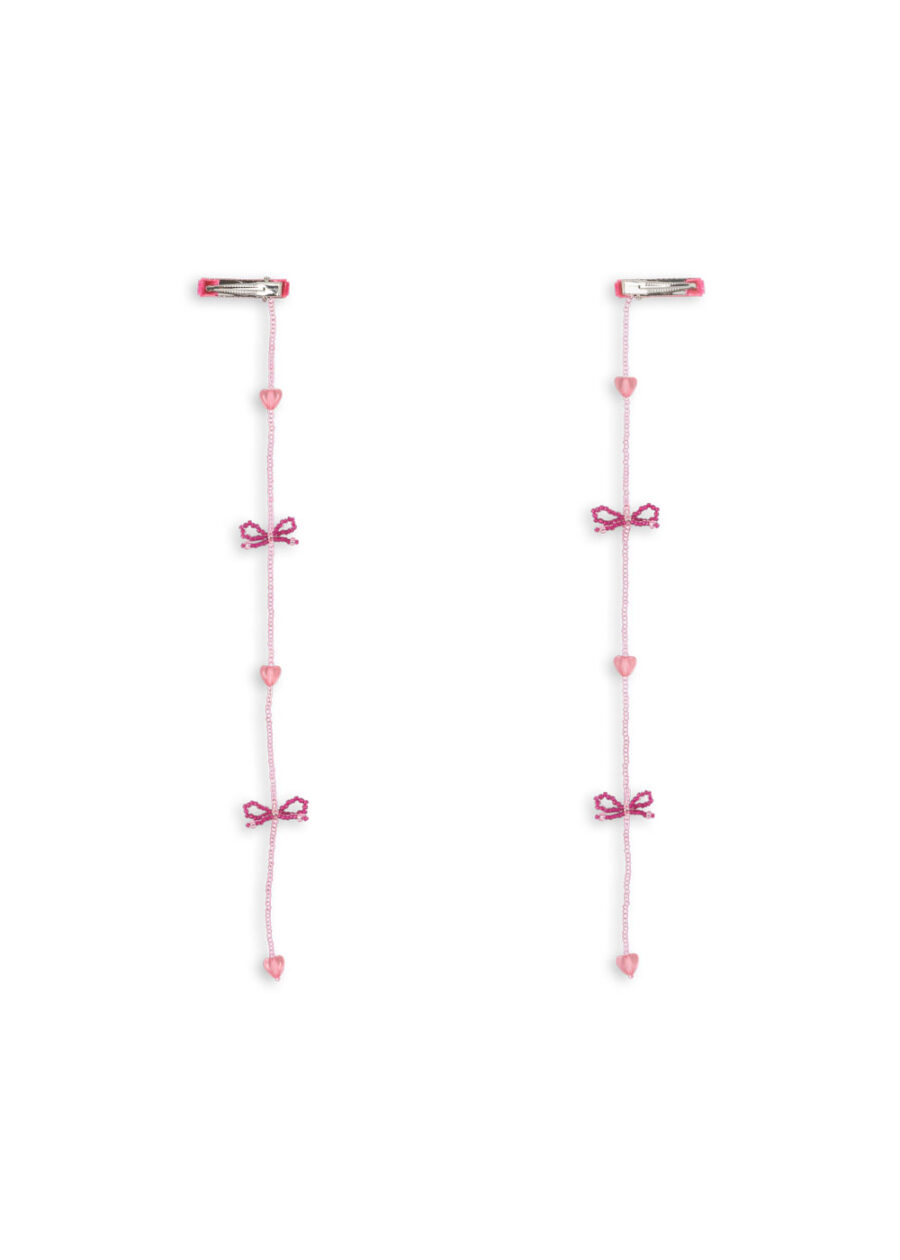 Konges Slojd Klipsy Do Włosów Pearly Tassels 2-Pak Pink Bow - obrazek 5