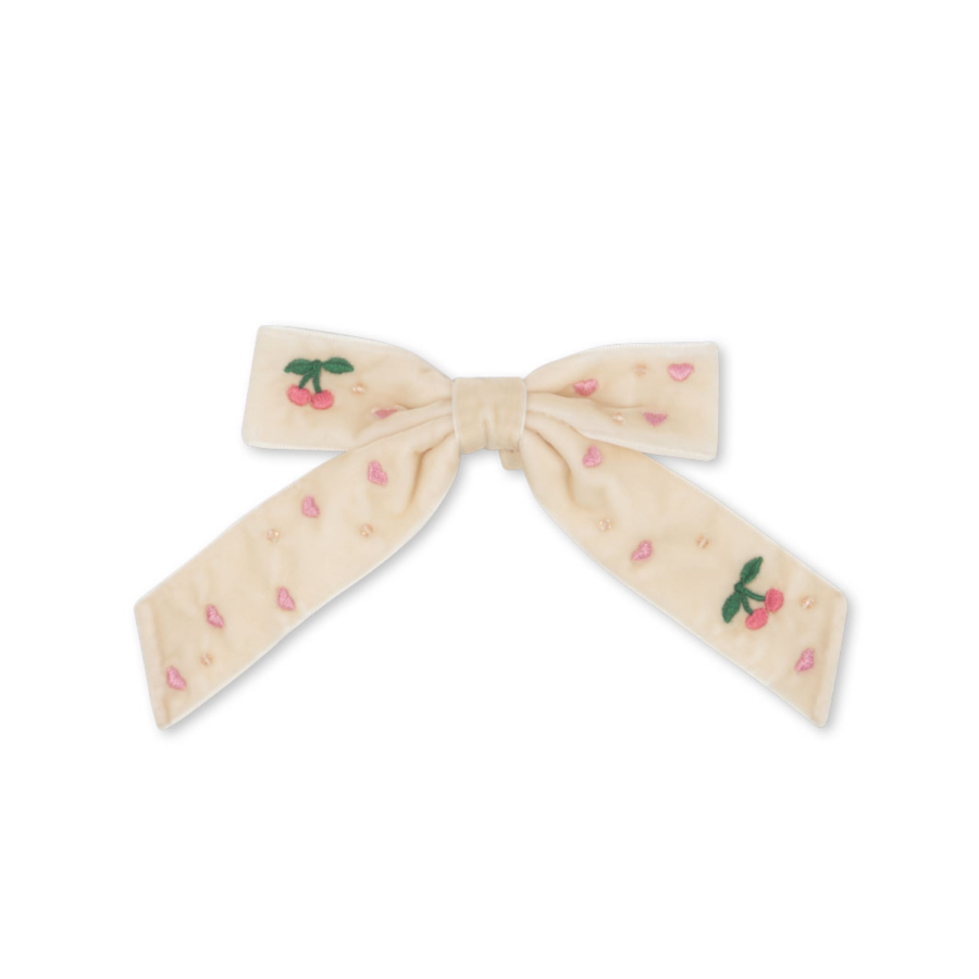 Konges Slojd Spinka Do Włosów Velvet Bow Pearly Pearled Ivory - obrazek 2
