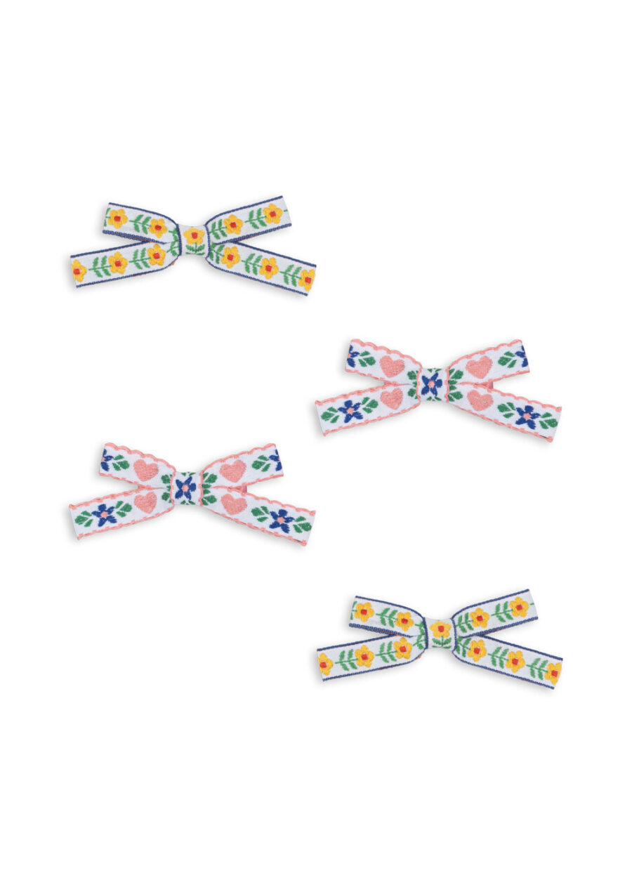 Konges Slojd 4-Pak Mini Spinek Do Włosów Bow White-Rose - obrazek 3