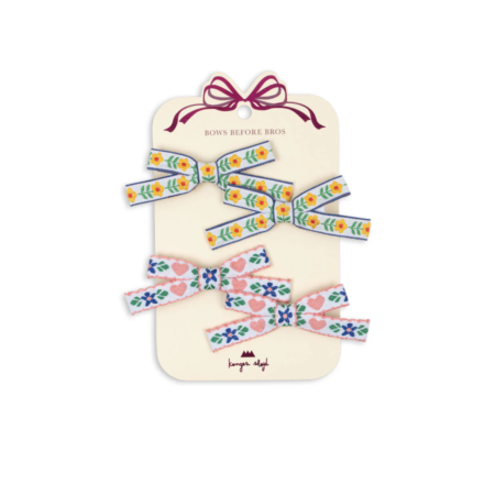 Konges Slojd Zestaw Mini Spinek Do Włosów 4 Pack Bow Elastic White/Rose