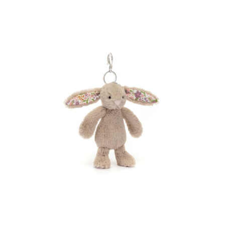 Jellycat Breloczek Króliczek z Kwiecistymi Uszami Beżowy „Petal” 18 cm