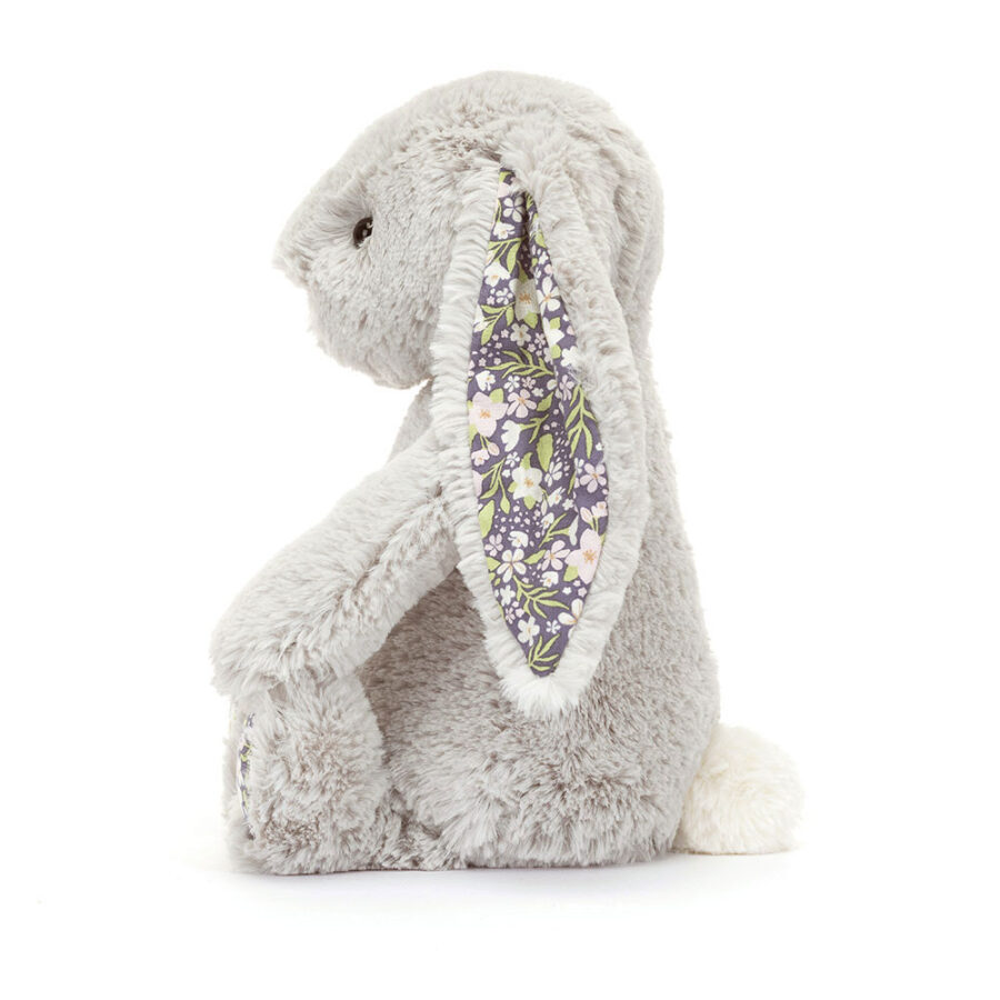 Jellycat Króliczek z Kwiecistymi Uszami Srebrny „Bloom” 18 cm - obrazek 2