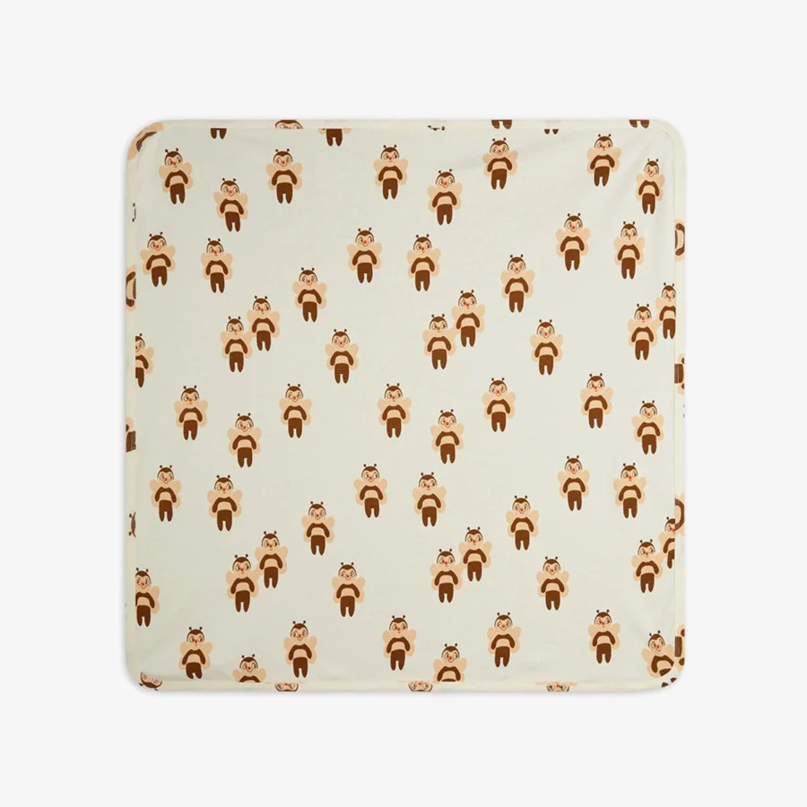 Mini Rodini Kocyk Bees Baby Off White - obrazek 2