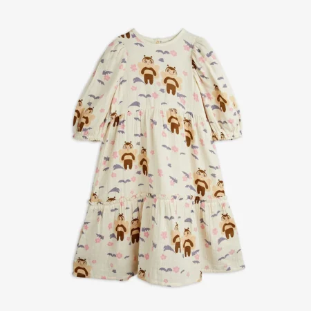 Mini Rodini Sukienka Muslin Bee Woven Puff Off White