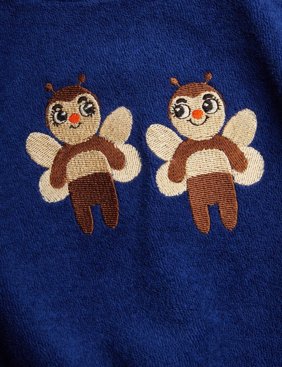 Mini Rodini Rampers Bees TerryBaby Blue - obrazek 3