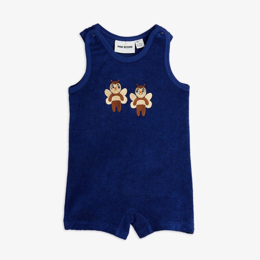 Mini Rodini Rampers Bees TerryBaby Blue