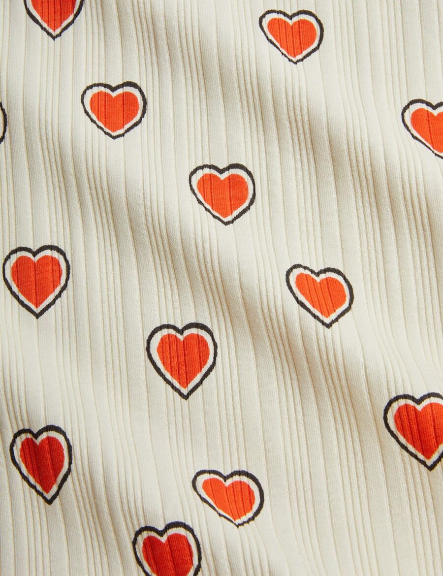 Mini Rodini Sukienka Outlined hearts short sleeve Off White - obrazek 4