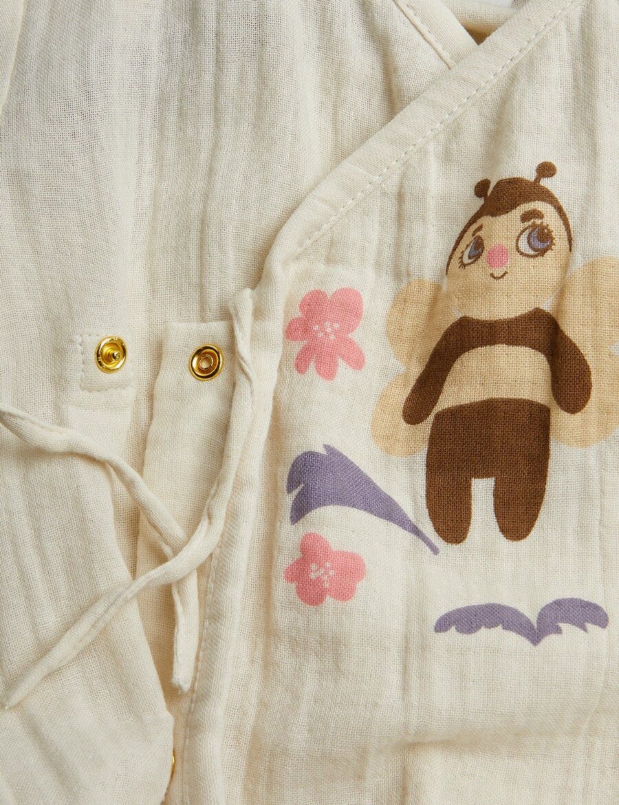 Mini Rodini Body Muslin Bee Wrap Off White - obrazek 3