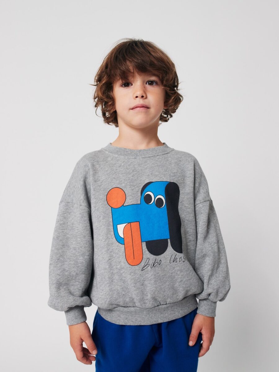 Bobo Choses Bluza Doggy Mate Heather Grey - obrazek 4