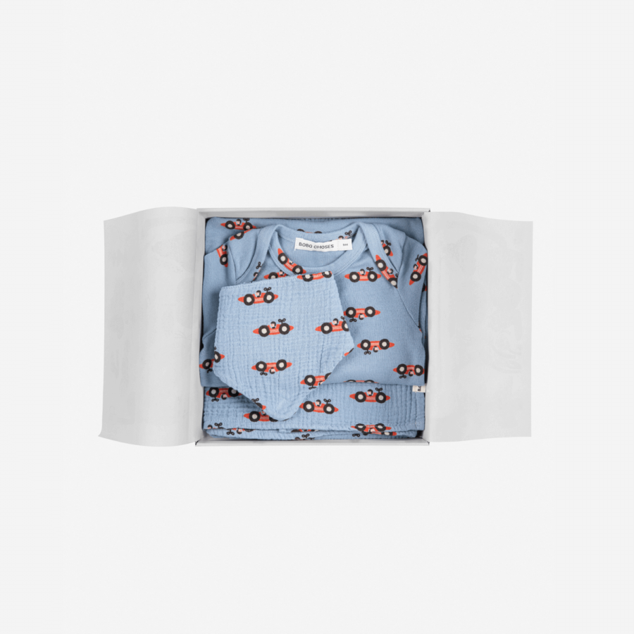 Bobo Choses Zestaw Prezentowy Niemowlęcy Racing Car All Over Light Blue - obrazek 2