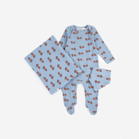 Bobo Choses Zestaw Prezentowy Niemowlęcy Racing Car All Over Light Blue