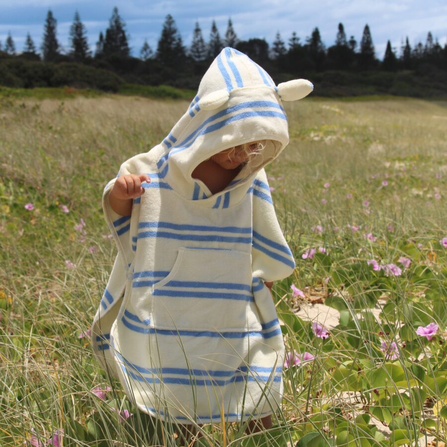 Sunnylife Dziecięcy Ręcznik Z Kapturem Sid The Seagull Blue Stripe - obrazek 5