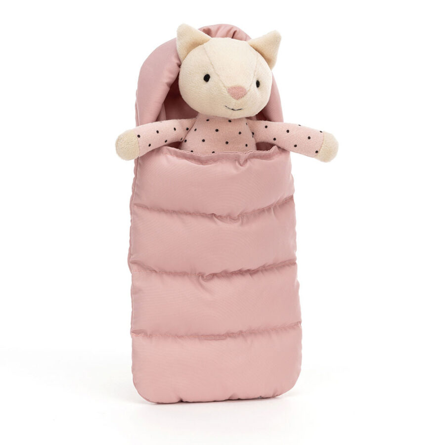 Jellycat Kotek w Piżamce i Śpiworku Jasno Różowym 23 cm - obrazek 2
