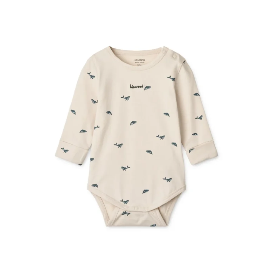 Liewood Zestaw Body Niemowlęcych Yanni 2-Pak Mini Whale/Sandy - obrazek 2