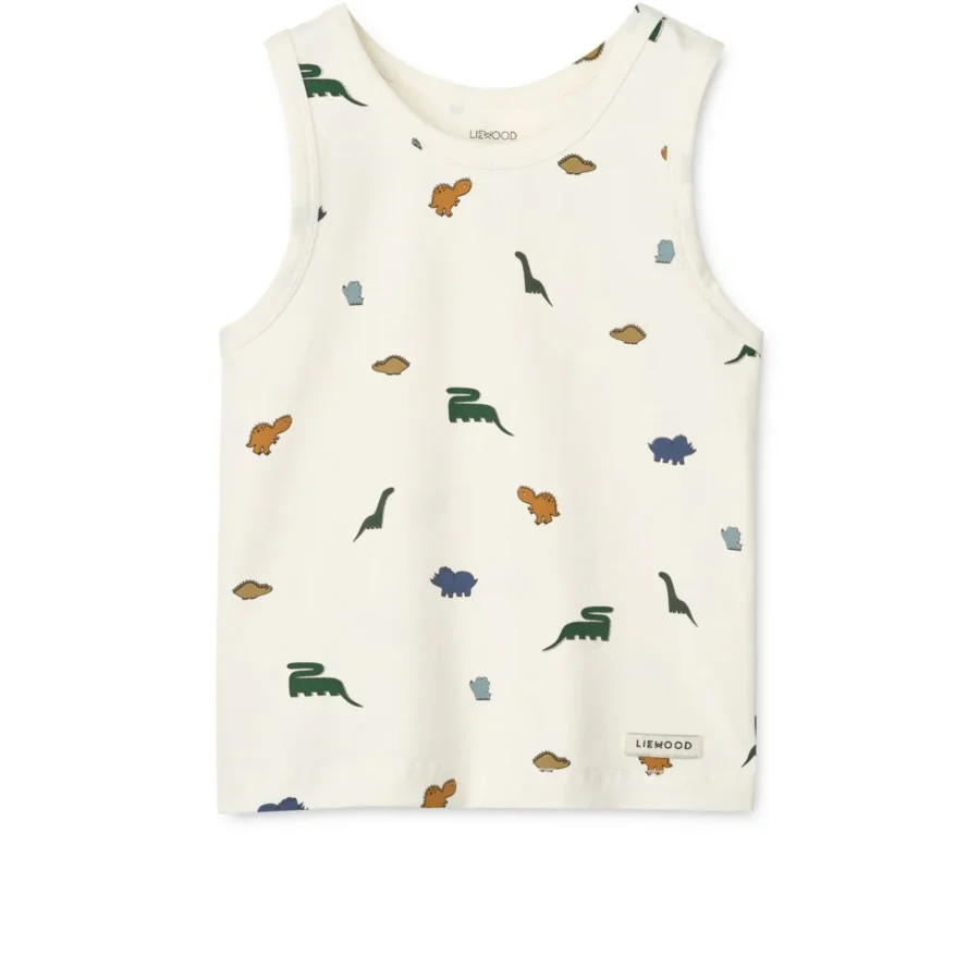 Liewood 2-Pak Topów Faris Mini Dinosaurs Creme / Stripe Mix - obrazek 3