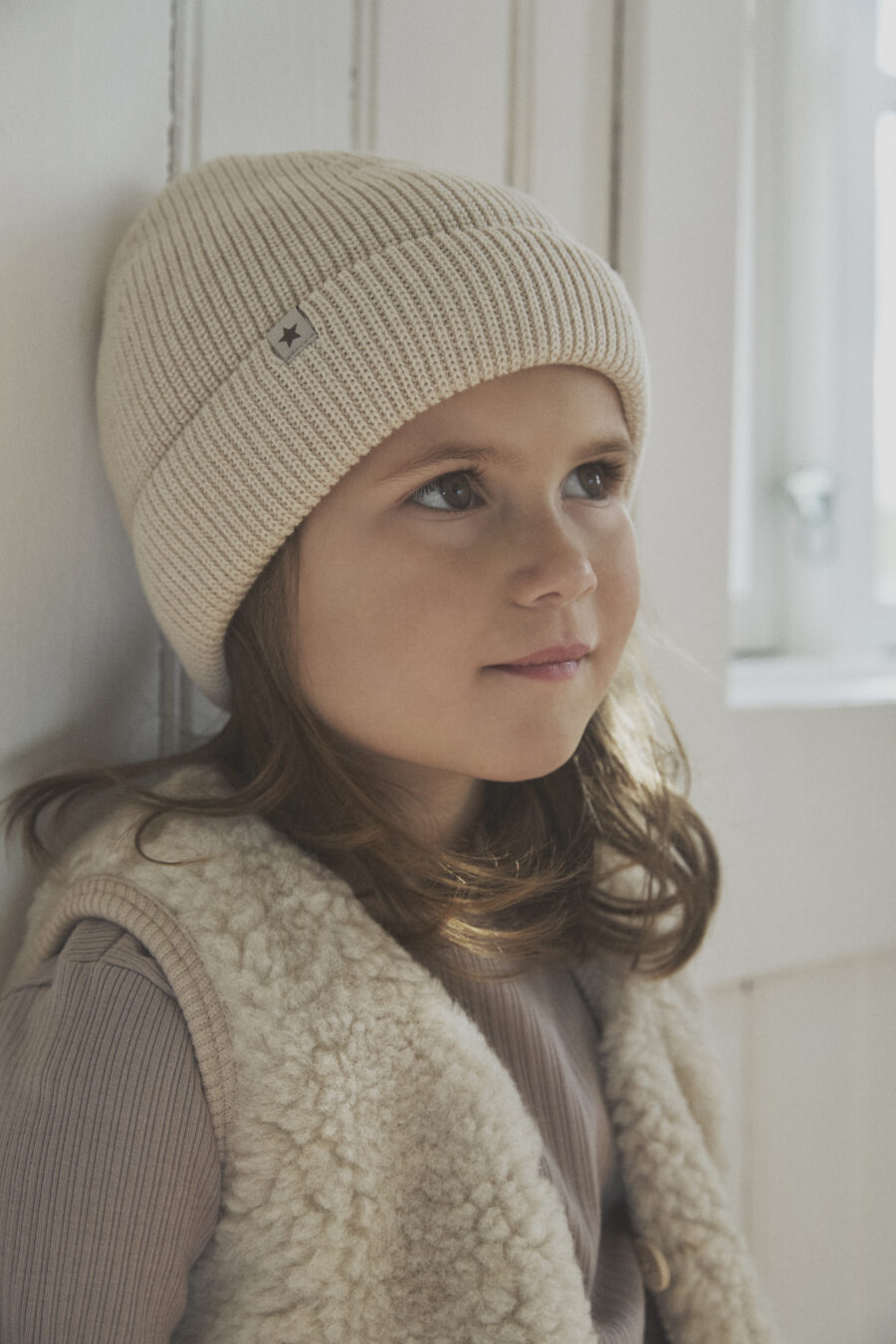 Huttelihut Czapka Merino Beanie Wool Knit Sand Melange - obrazek 4