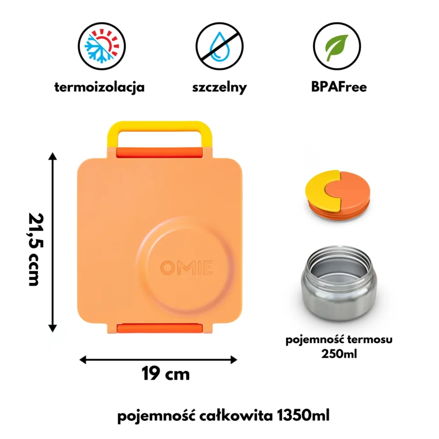 Omie Omiebox Lunch Box Z Termosem, Poppy Orange - obrazek 8