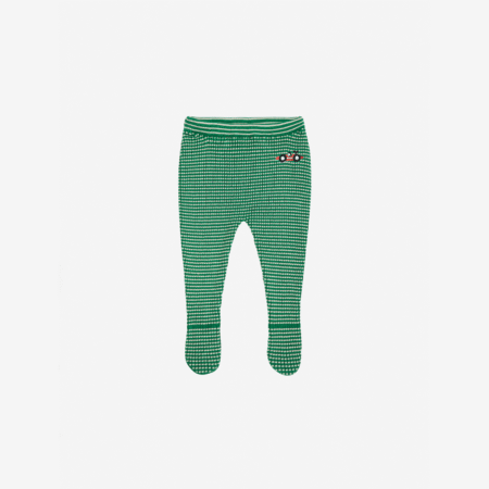 Bobo Choses Dzianinowe Legginsy Ze Stópkami Race Car Light Green