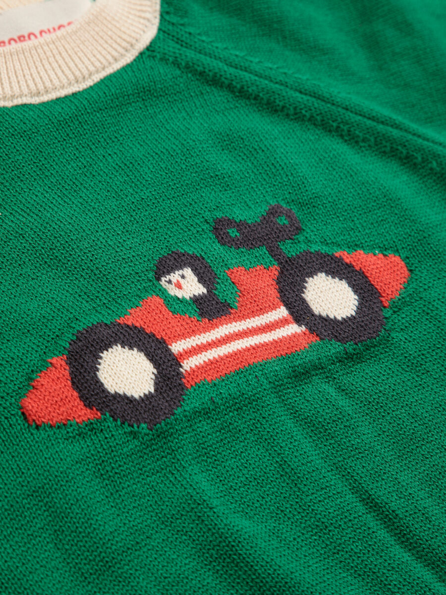 Bobo Choses Dzianinowy Sweter Race Car Off White - obrazek 4