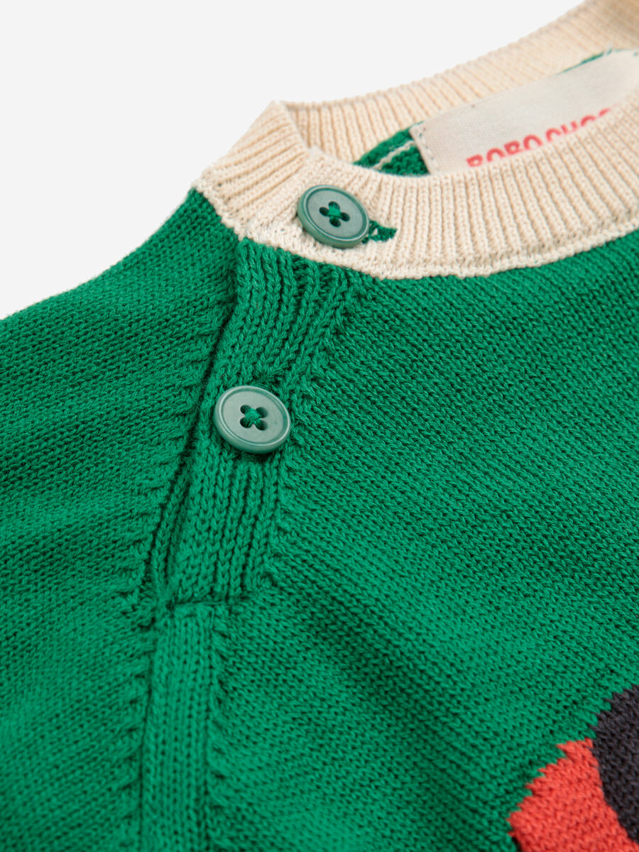 Bobo Choses Dzianinowy Sweter Race Car Off White - obrazek 3