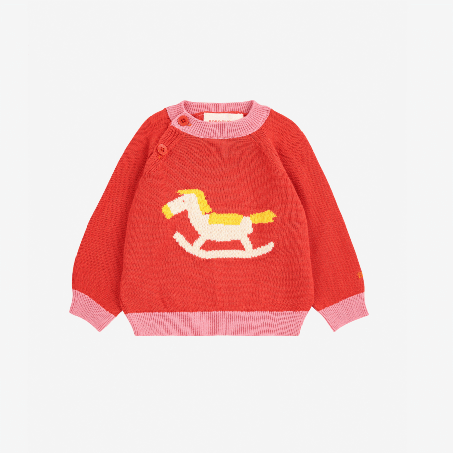 Bobo Choses Dzianinowy Sweter Rocking Horse Red