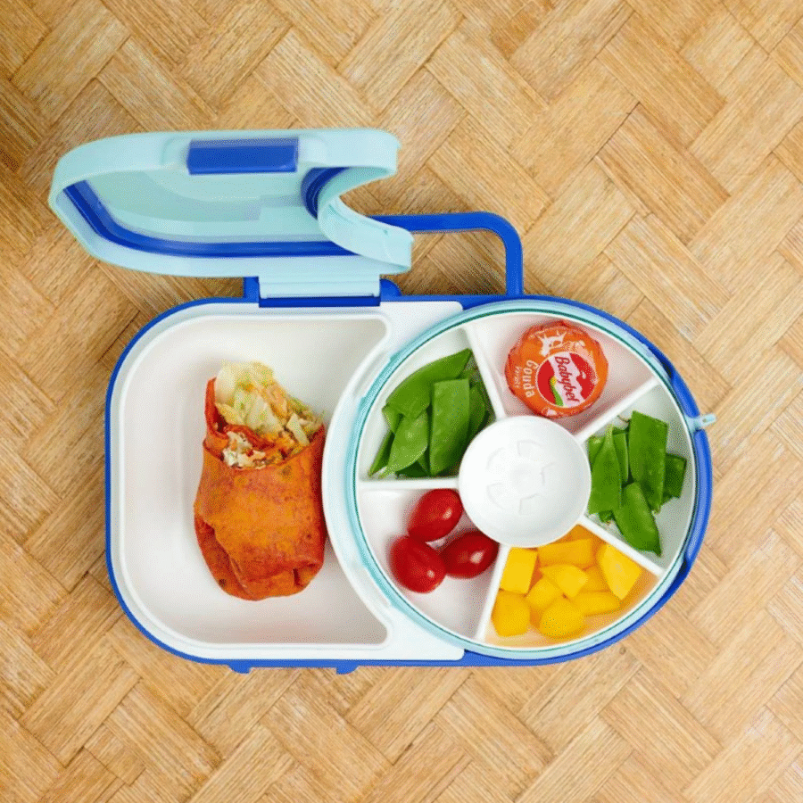 GOBE 2IN1 LUNCHBOX & SNACK SPINNER śniadaniówka dla dzieci, Blueberry blue - obrazek 2