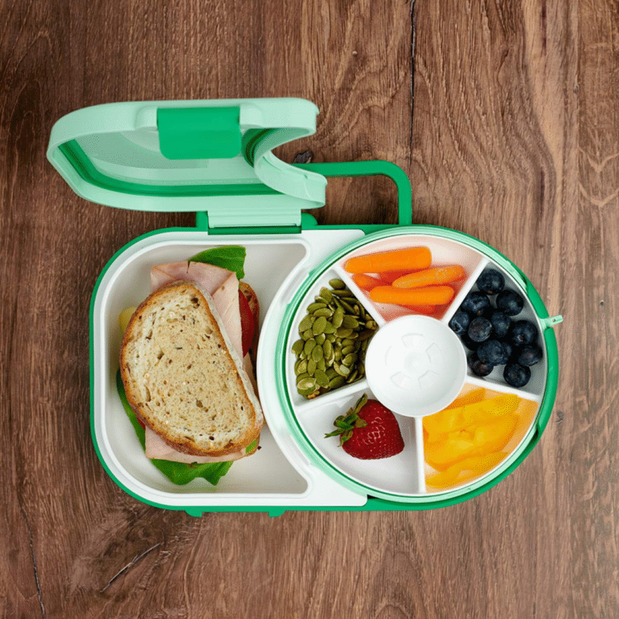 GOBE 2IN1 LUNCHBOX & SNACK SPINNER śniadaniówka dla dzieci, Sage Green - obrazek 3