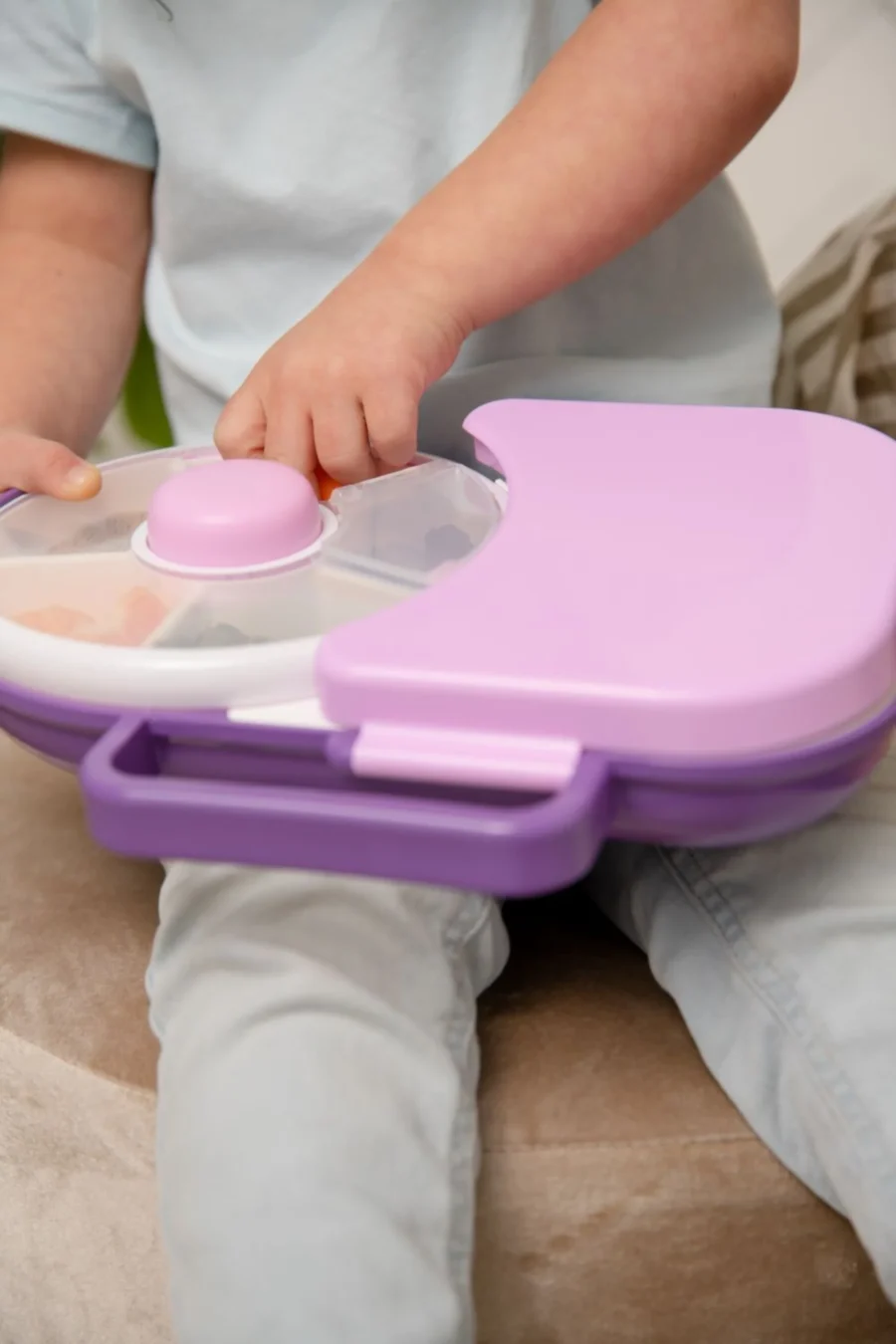 GOBE 2IN1 LUNCHBOX & SNACK SPINNER śniadaniówka dla dzieci, Grape Purple - obrazek 6