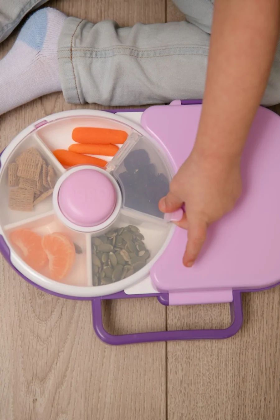 GOBE 2IN1 LUNCHBOX & SNACK SPINNER śniadaniówka dla dzieci, Grape Purple - obrazek 8