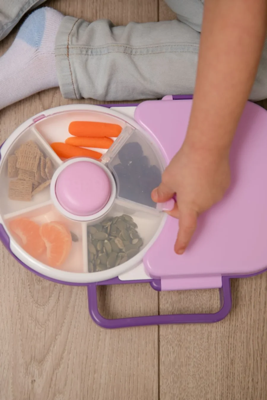 GOBE 2IN1 LUNCHBOX & SNACK SPINNER śniadaniówka dla dzieci, Grape Purple - obrazek 8